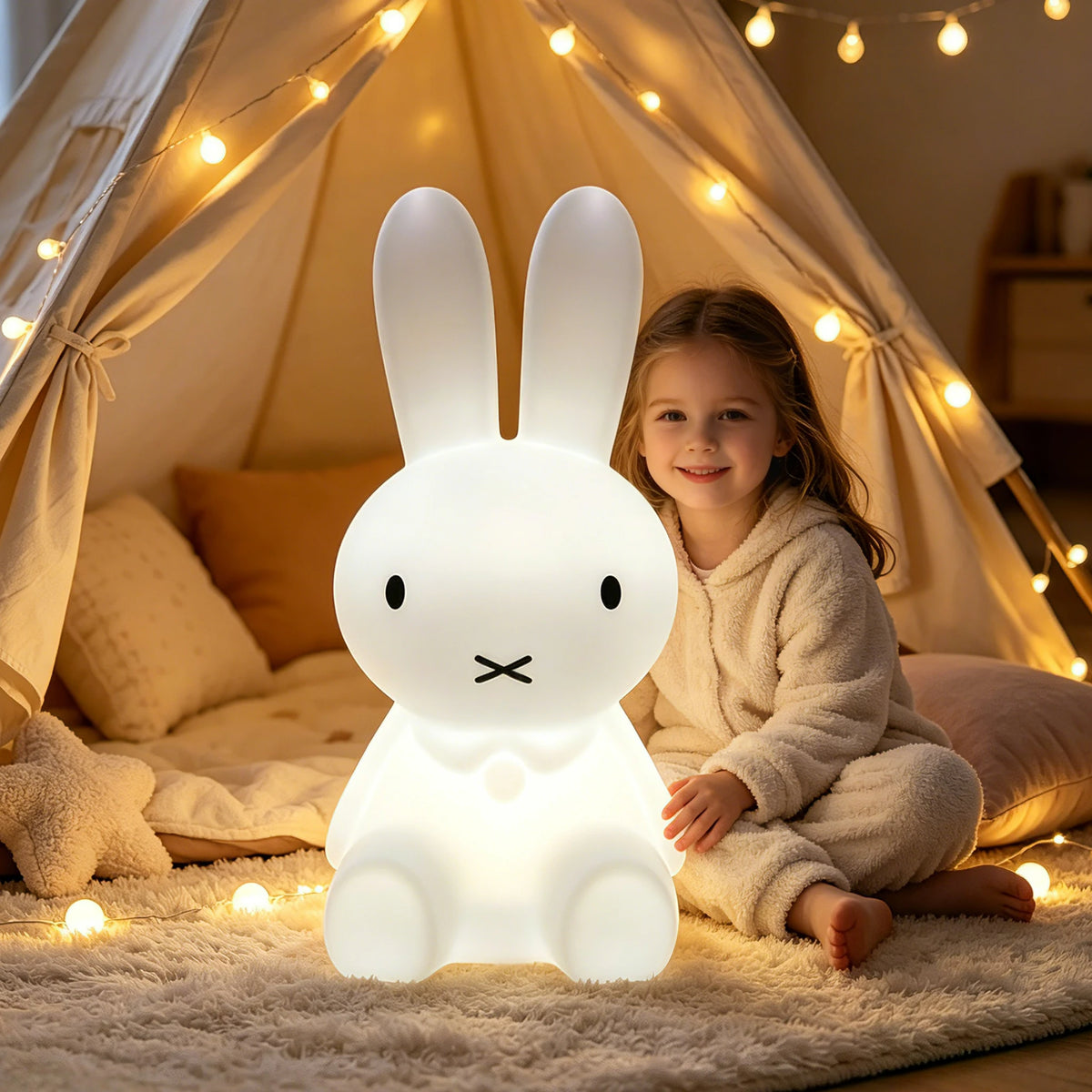 Miffy Rabbit Mood Light with Remote Control Dimming Cute Cartoon Children's Gift Bedroom Bedside Lamp Living Room Floor Lamp