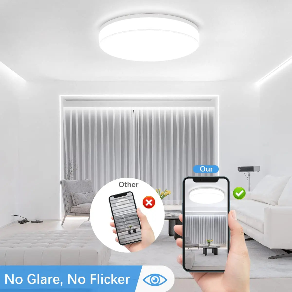 Round LED Ceiling Light Modern Home Decorative Ceiling Lighting Fixture 18/24/36/48W Living Room Bedroom Indoor Kitchen Lighting